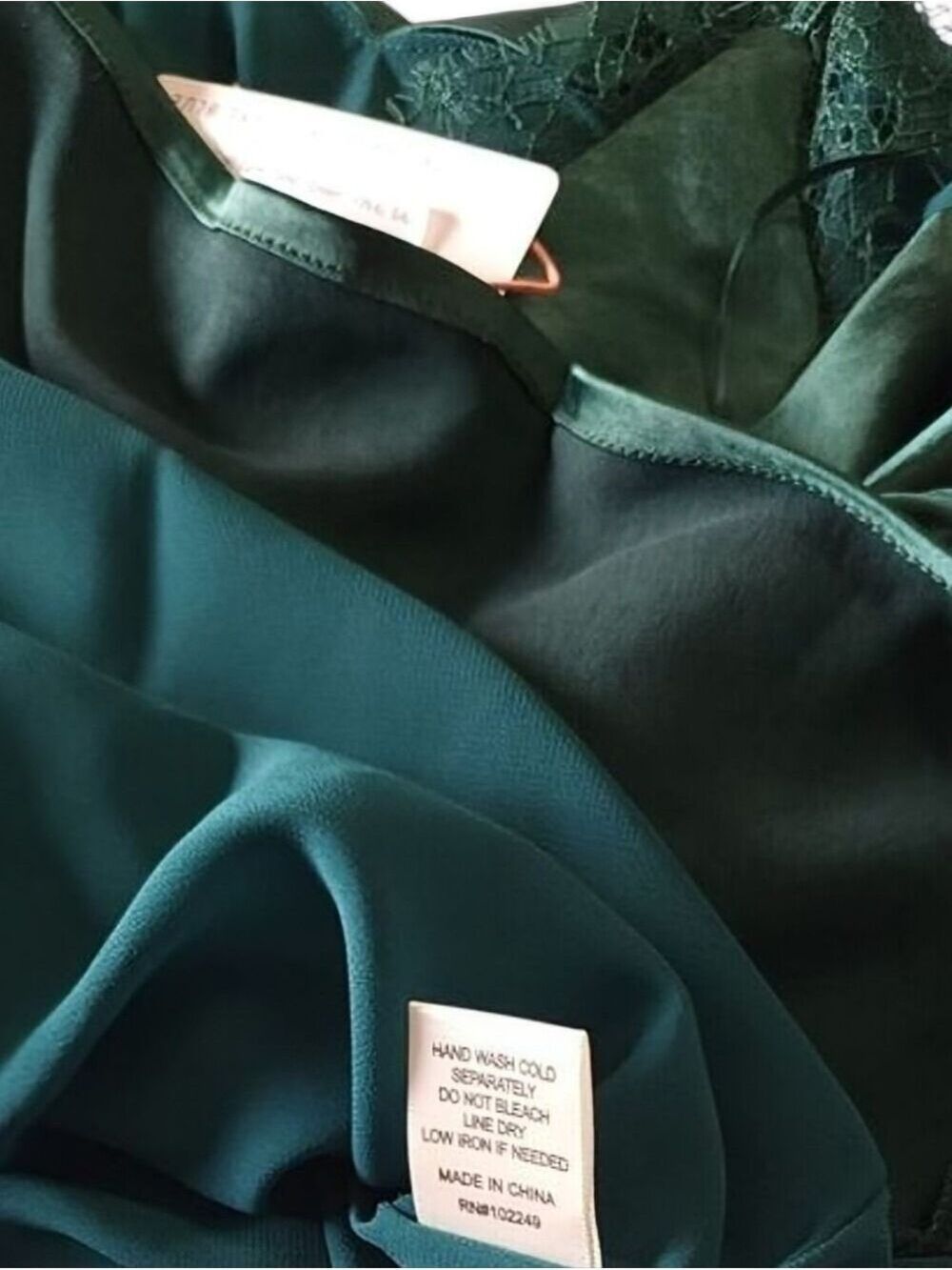 Emerald Satin Lace Cami Tank Small NWT By Skies Are Blue Quiet Luxury Chic - Picture 8 of 10